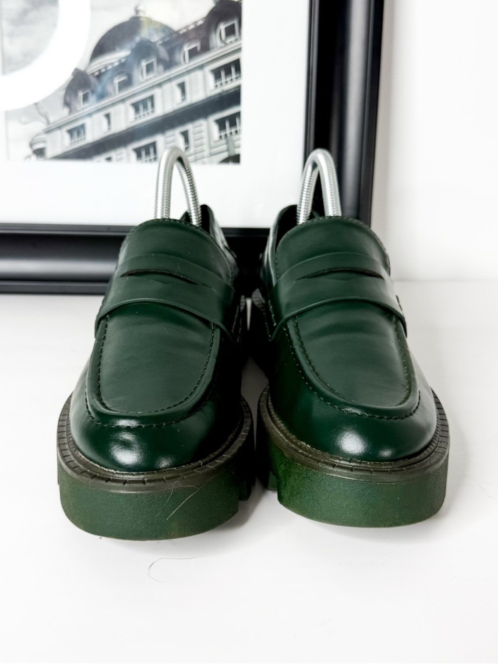 Zara Dark Forest Green Chunky Loafers Lug Sole Platform Shoes EU 38 (US 7–7.5) - Picture 2 of 9